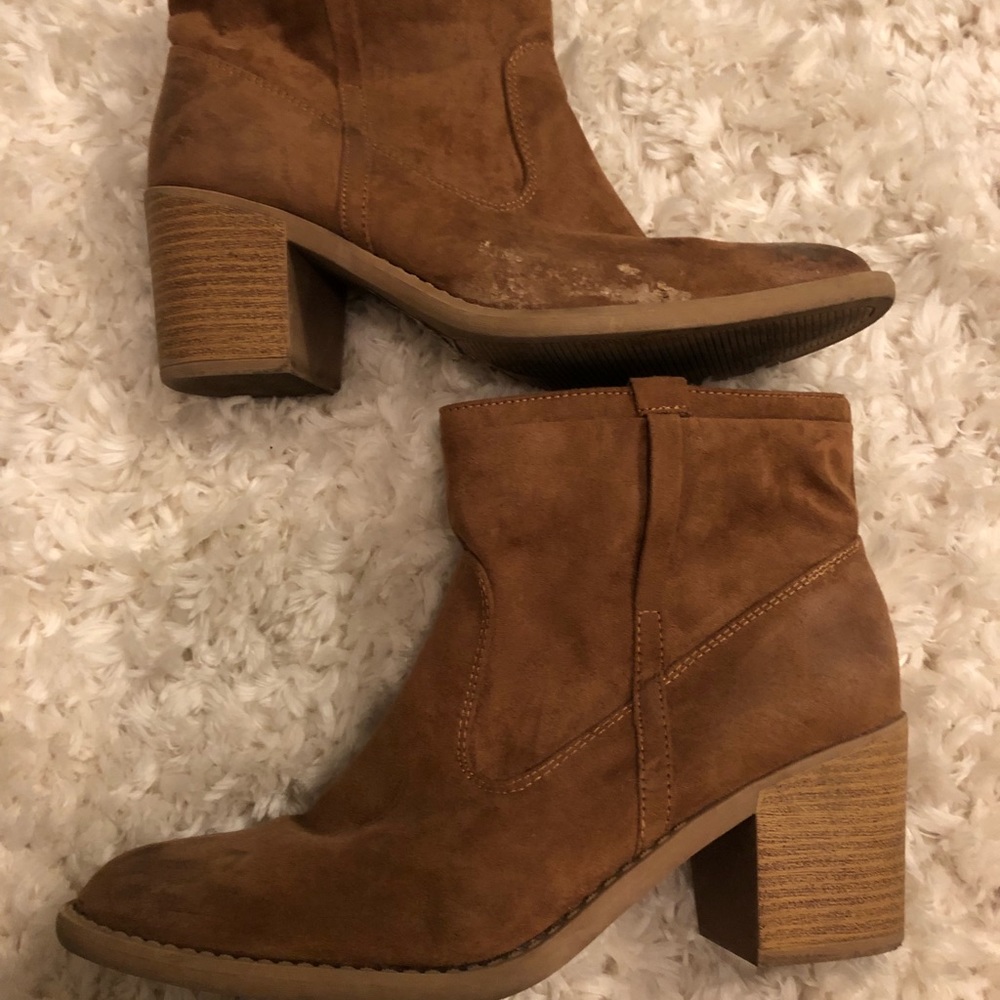 Brown Suede Booties - Size 8